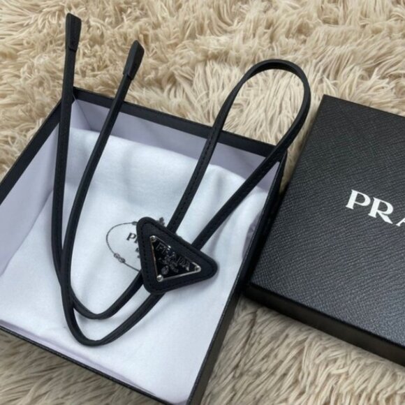 Prada Saffiano Leather Bolo Tie Unisex - Picture 2 of 5